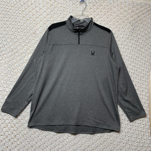 Spyder Sweater Mens Sz L Gray 1/4 Pullover Outdoors Sweatshirt Casual Running - Picture 1 of 9